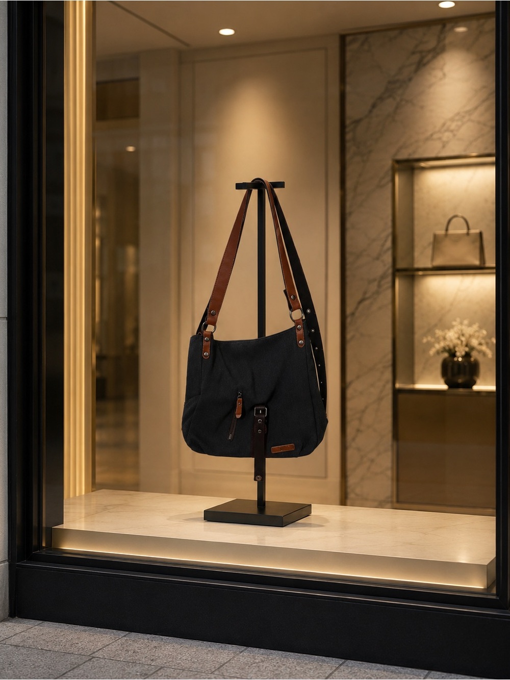 Stylish Black and Brown Shoulder Bag
